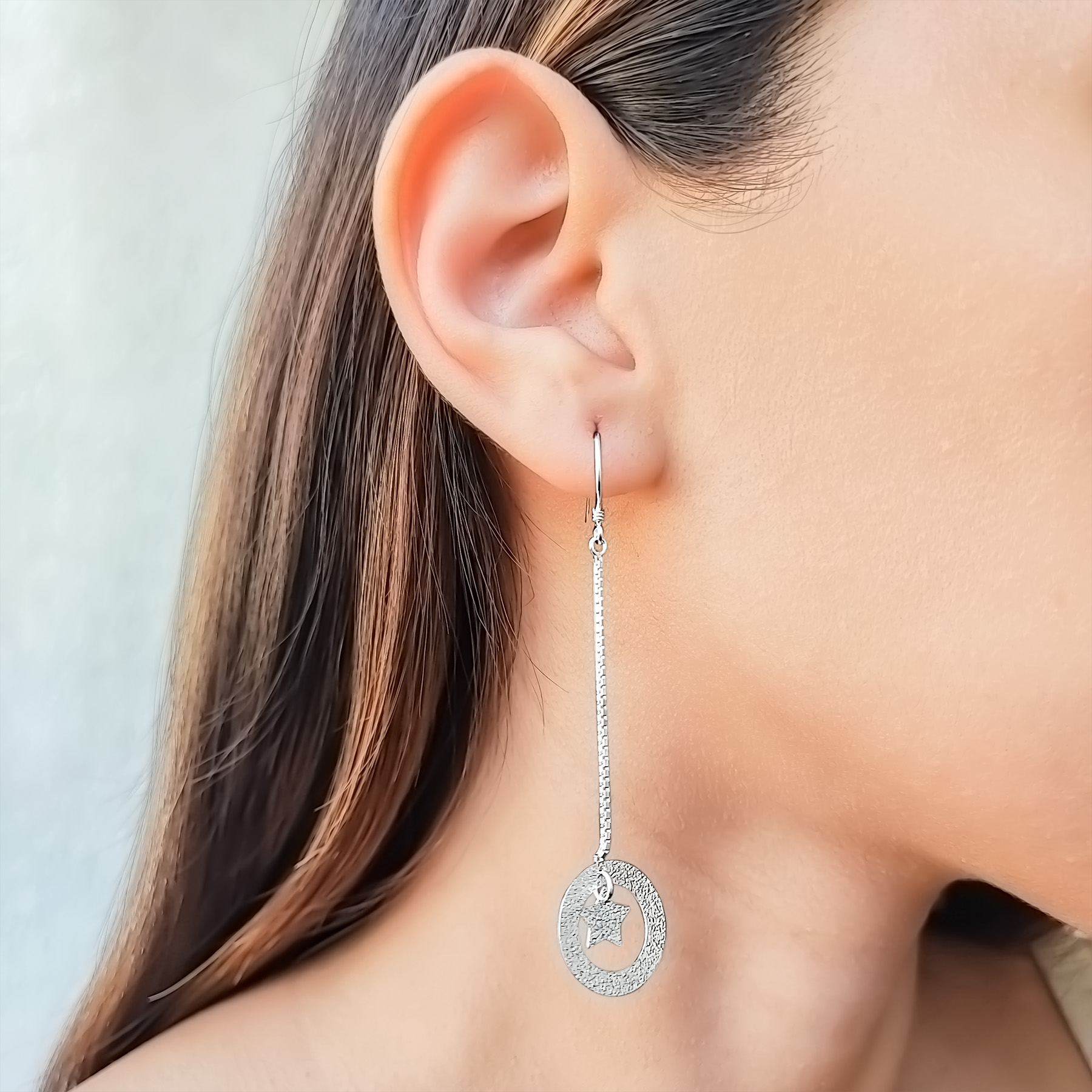 AROS ANDREA COGGIOLA JOYAS COLGANTES CADENA VENECIANA CÍRCULO CALADO ESTRELLA PLATA FINA 925 - 2