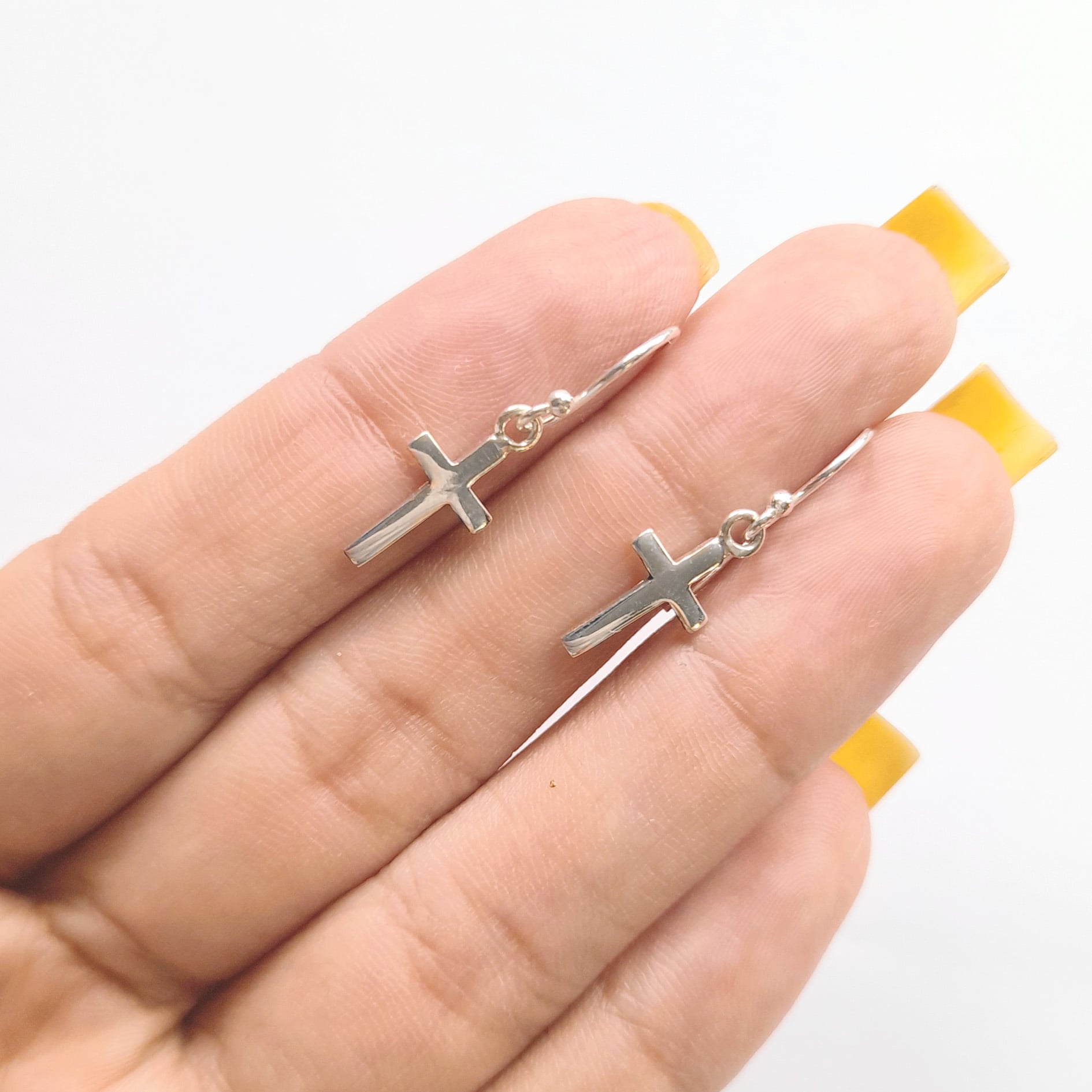 AROS ANDREA COGGIOLA JOYAS CRUZ MINI COLGANTE GANCHO PLATA FINA 925 - 2