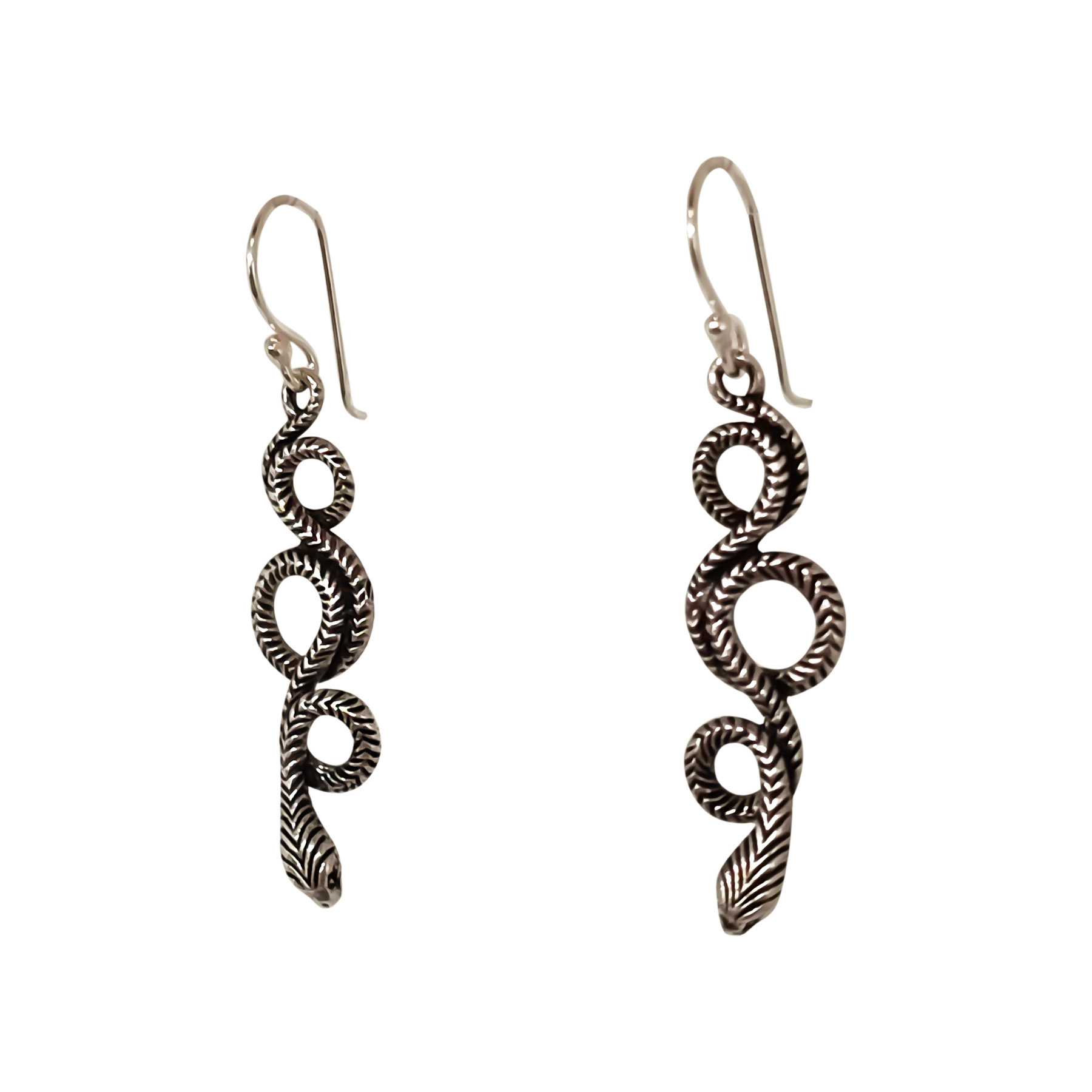 AROS ANDREA COGGIOLA JOYAS SERPIENTE COLGANTE GANCHO PLATA FINA 925 ENVEJECIDA - 2