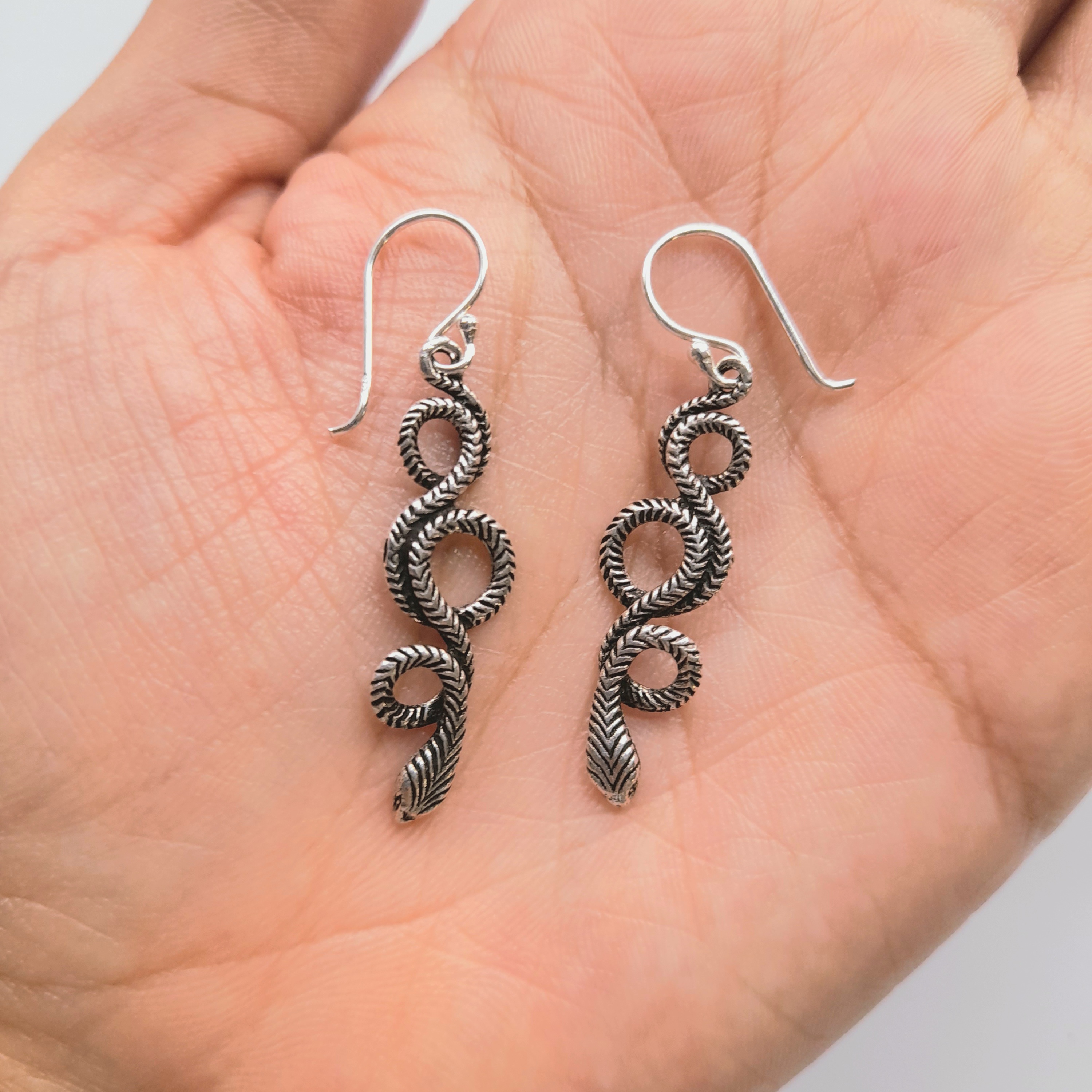AROS ANDREA COGGIOLA JOYAS SERPIENTE COLGANTE GANCHO PLATA FINA 925 ENVEJECIDA - 3