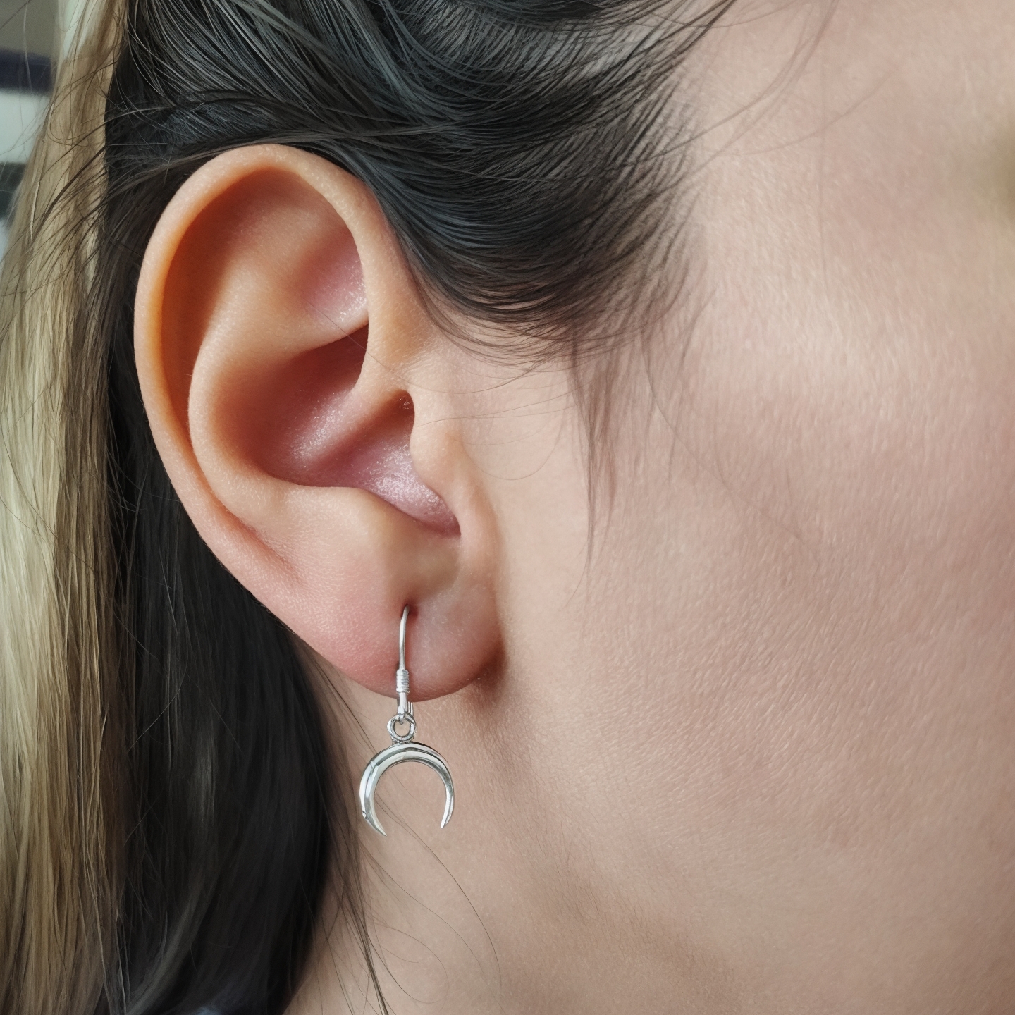 AROS ANDREA COGGIOLA JOYAS LUNA INVERTIDA MINI COLGANTE GANCHO PLATA FINA 925 - 3