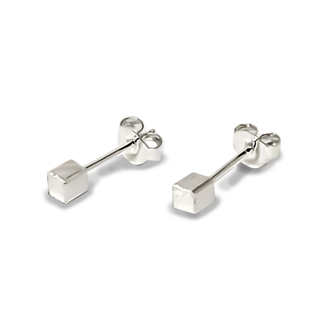 AROS ANDREA COGGIOLA JOYAS MINI CUBO SATINADO PLATA FINA 925 - 1