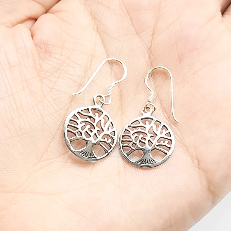 AROS ANDREA COGGIOLA JOYAS ÁRBOL DE LA VIDA GANCHO PLATA FINA 925 ENVEJECIDA - 2