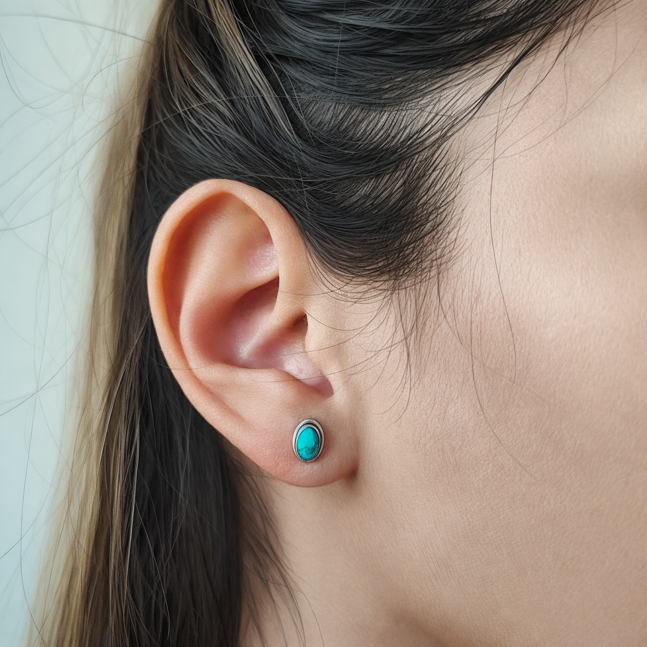 AROS ANDREA COGGIOLA JOYAS BOTÓN ÓVALO TURQUESA PLATA FINA 925 - 3