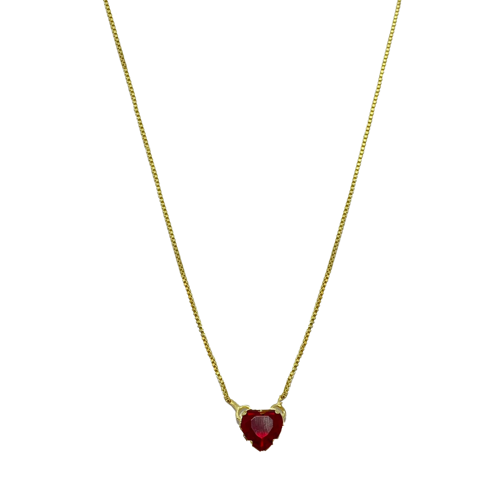 COLLAR ANDREA COGGIOLA JOYAS ENCHAPADO ORO 18K CORAZÓN CIRCÓN ROJO - 1
