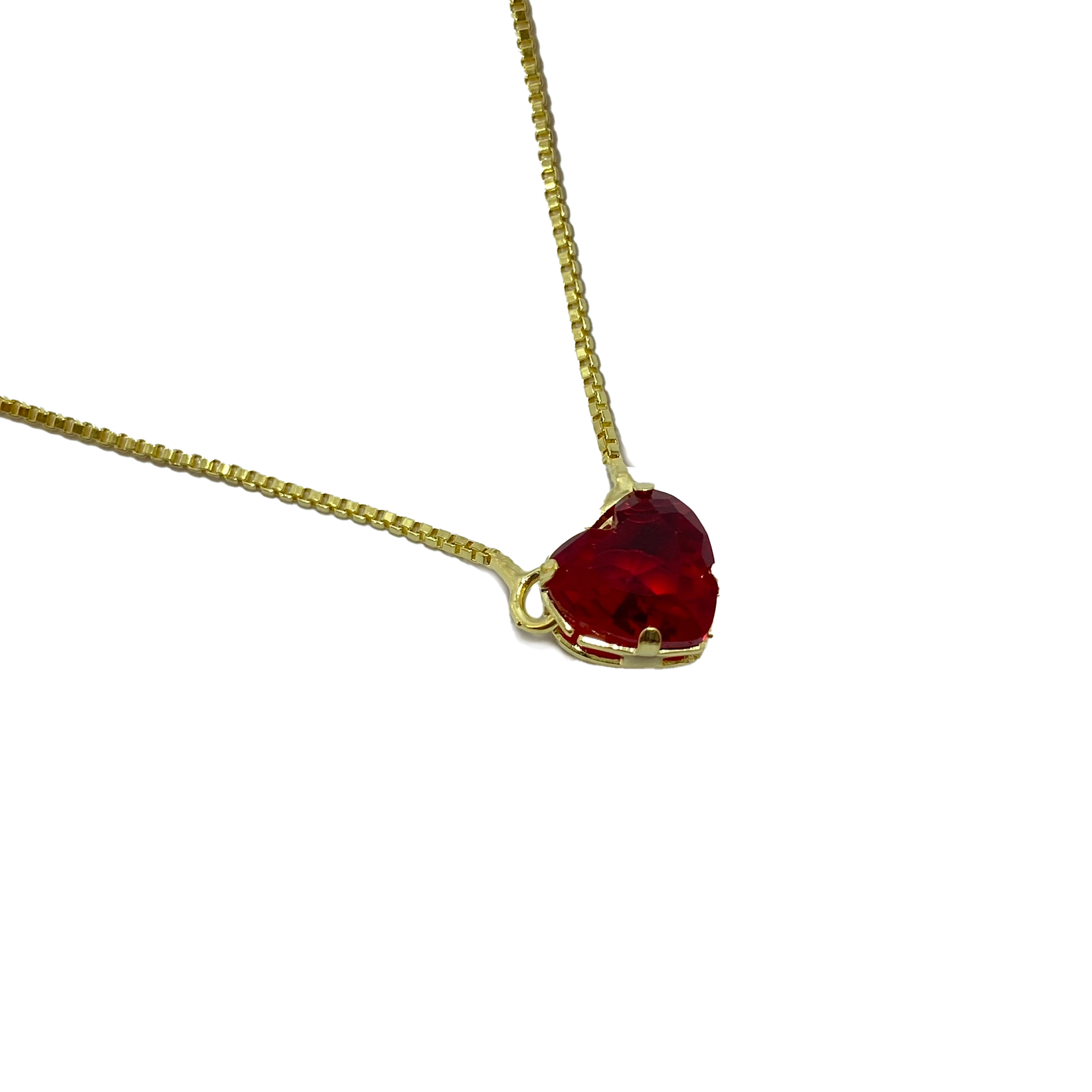 COLLAR ANDREA COGGIOLA JOYAS ENCHAPADO ORO 18K CORAZÓN CIRCÓN ROJO - 2