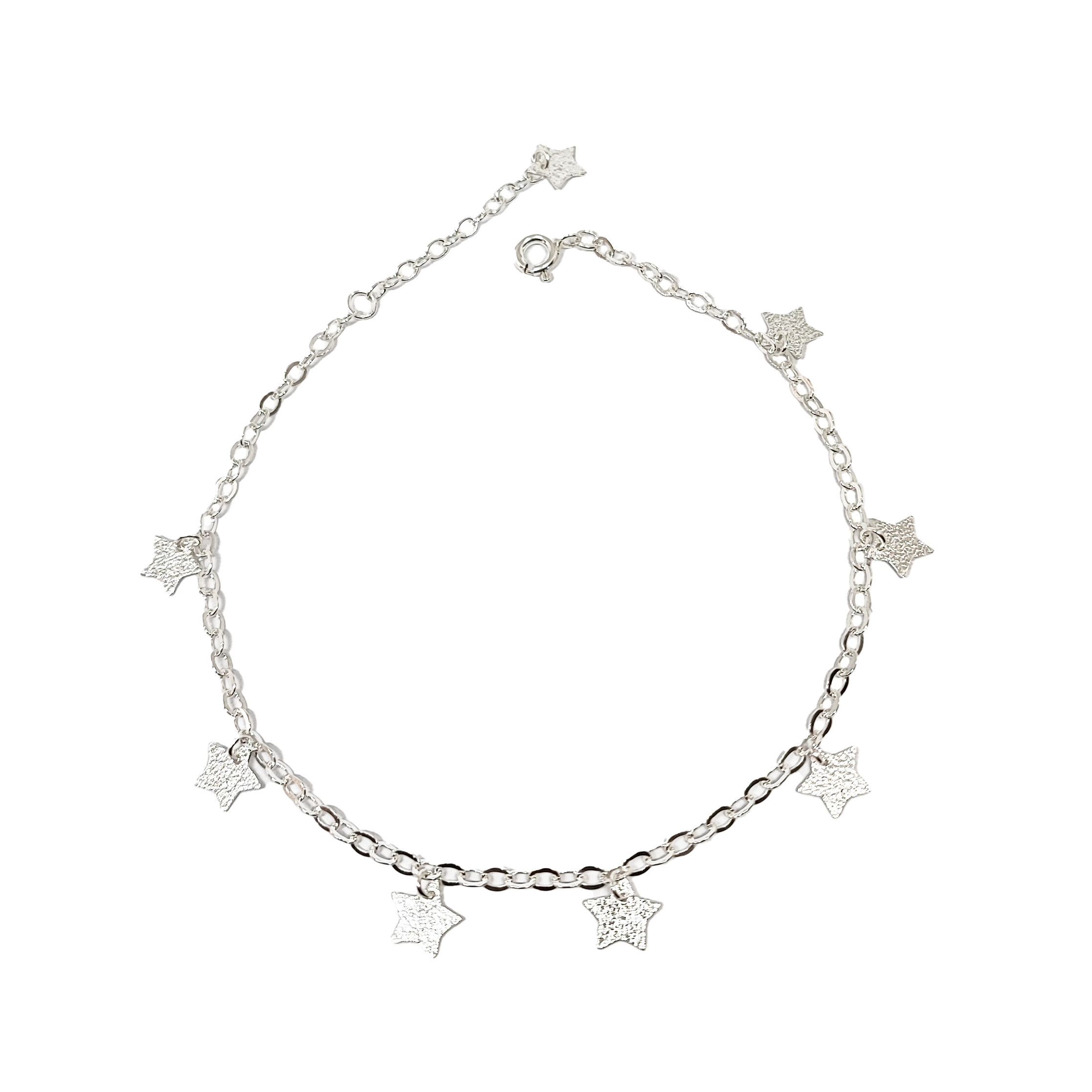 TOBILLERA ANDREA COGGIOLA JOYAS ESTRELLAS SATINADAS PLATA FINA 925 - 1