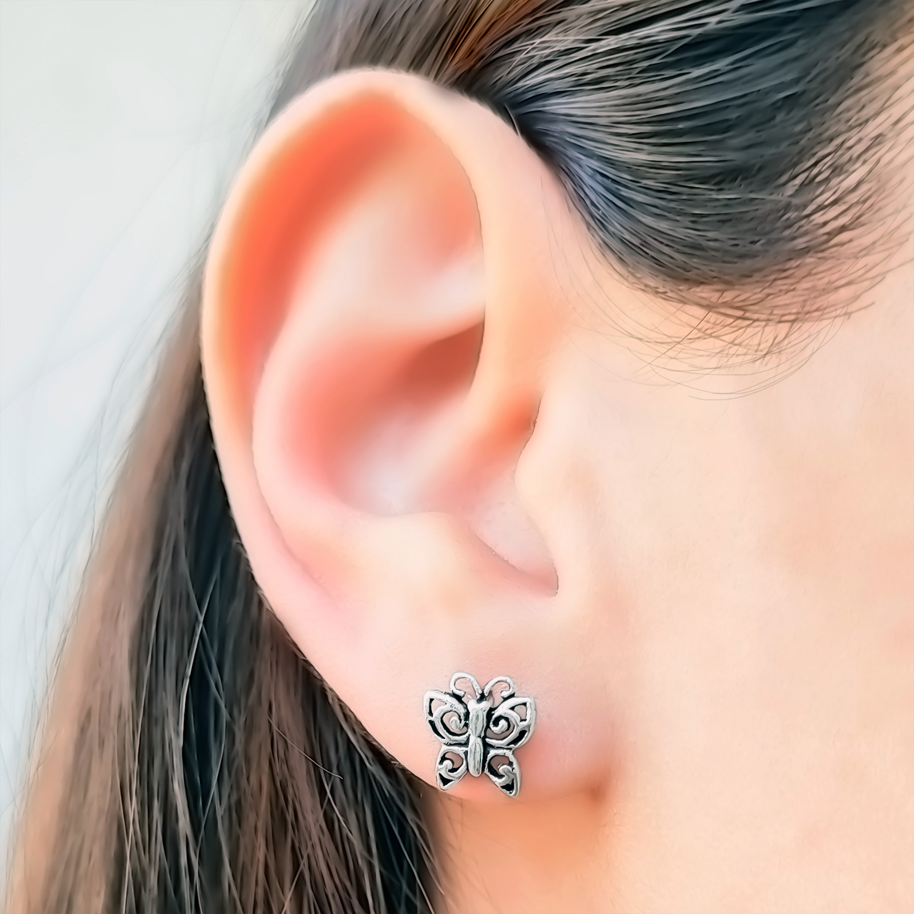AROS ANDREA COGGIOLA JOYAS MARIPOSA CALADA PLATA FINA 925 - 2