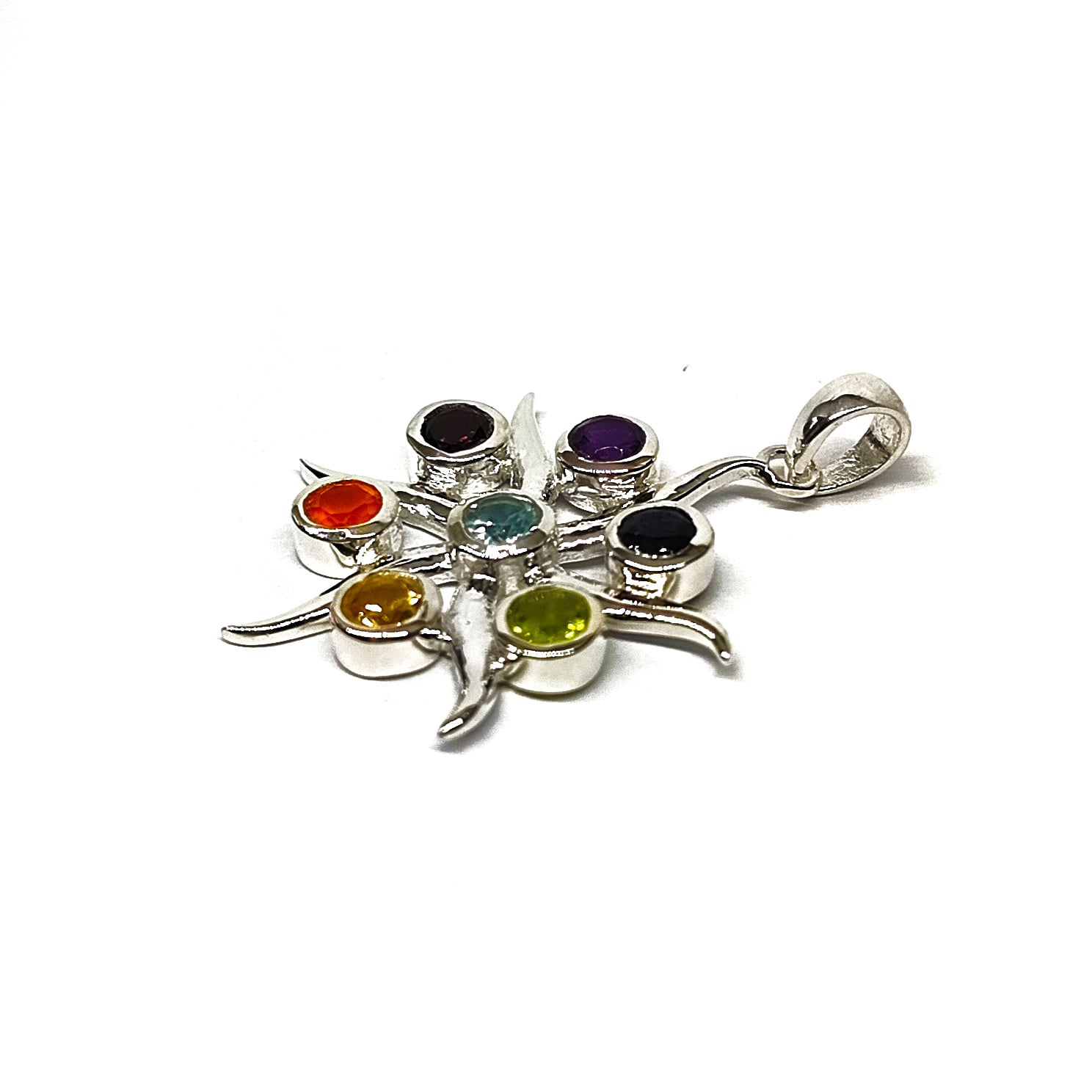 COLGANTE 7 CHAKRAS PIEDRAS NATURALES PLATA FINA 925 - 2