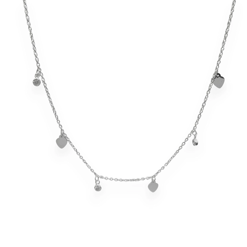 COLLAR ANDREA COGGIOLA JOYAS PLATA FINA 925 CORAZÓN CIRCÓN REDONDO - 1