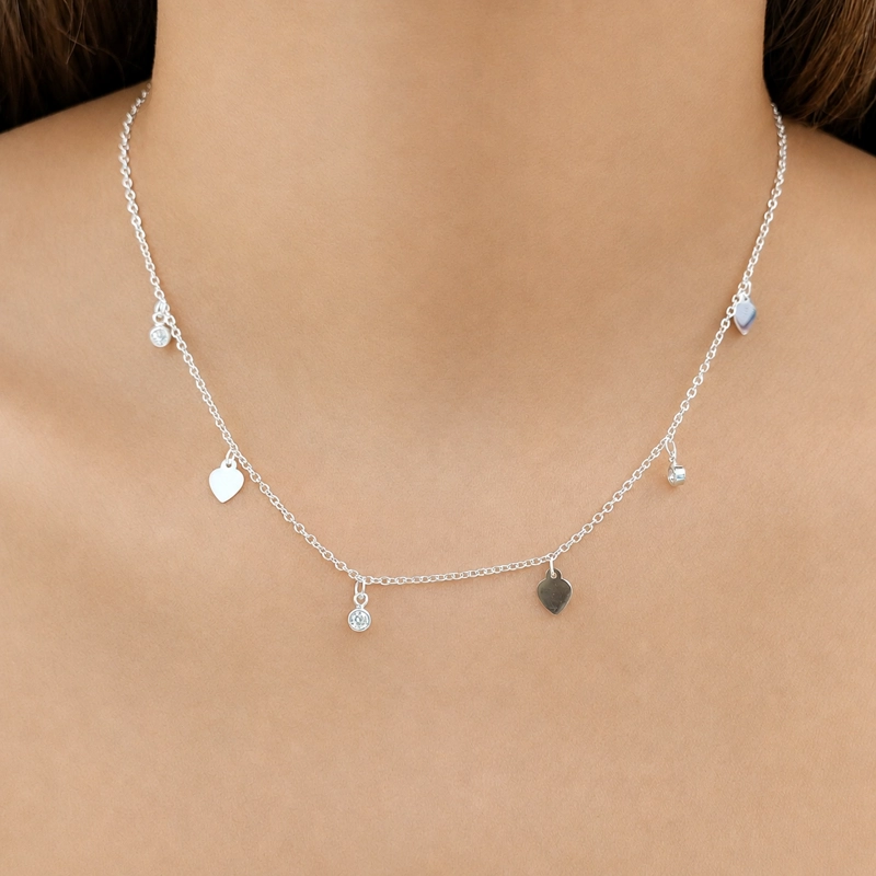 COLLAR ANDREA COGGIOLA JOYAS PLATA FINA 925 CORAZÓN CIRCÓN REDONDO - 3