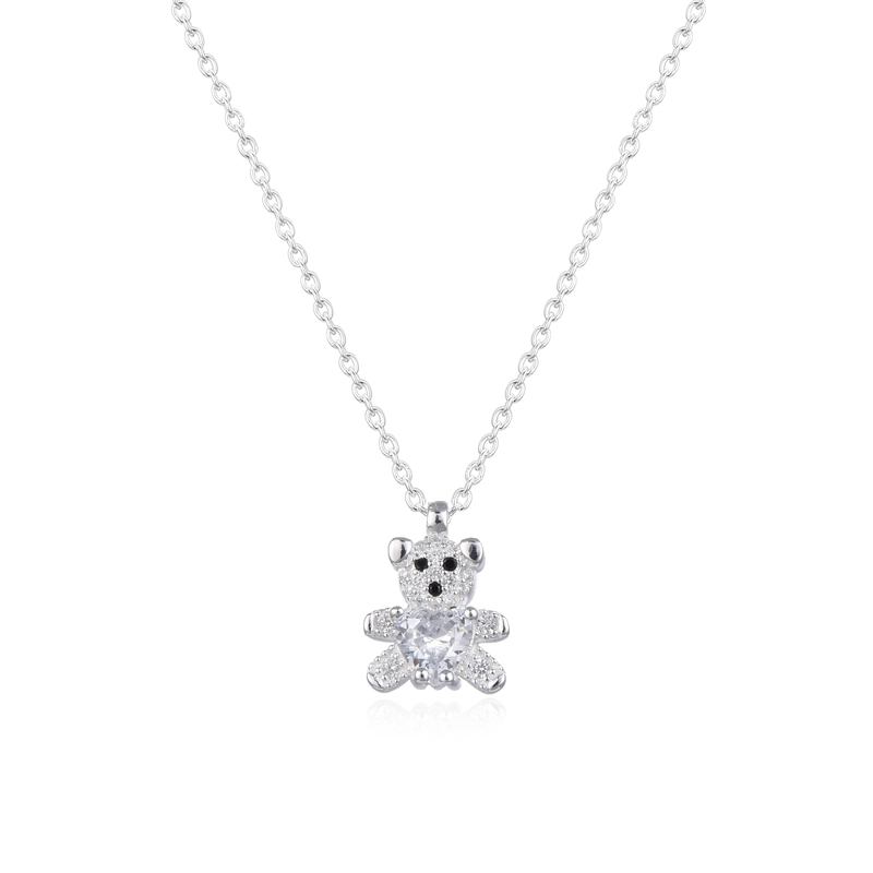 COLLAR ANDREA COGGIOLA JOYAS PLATA FINA 925 OSO CIRCÓN CORAZÓN - 1