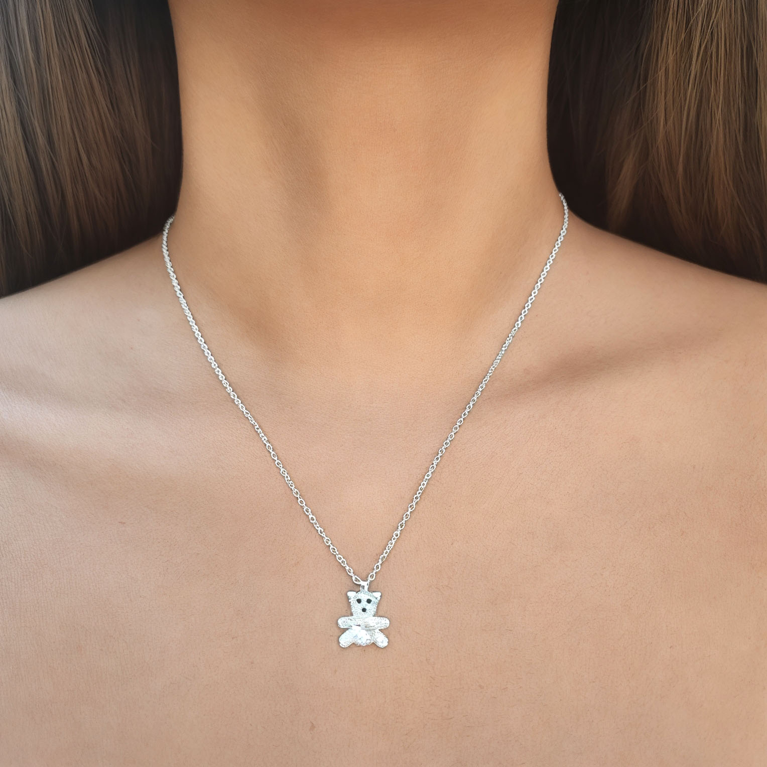 COLLAR ANDREA COGGIOLA JOYAS PLATA FINA 925 OSO CIRCÓN CORAZÓN - 2