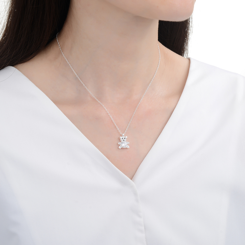 COLLAR ANDREA COGGIOLA JOYAS PLATA FINA 925 OSO CIRCÓN CORAZÓN - 3