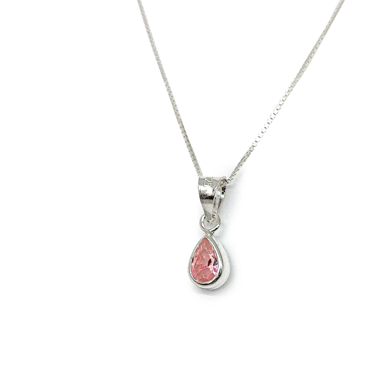 COLLAR ANDREA COGGIOLA JOYAS PLATA FINA 925 GOTA CIRCÓN ROSADO - 1