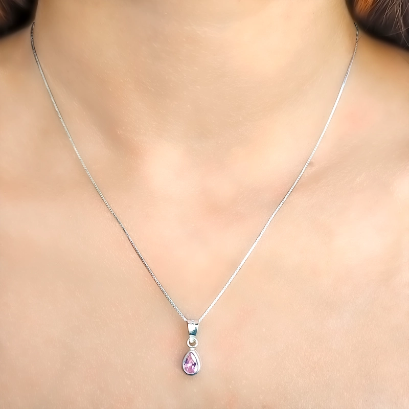 COLLAR ANDREA COGGIOLA JOYAS PLATA FINA 925 GOTA CIRCÓN ROSADO - 4