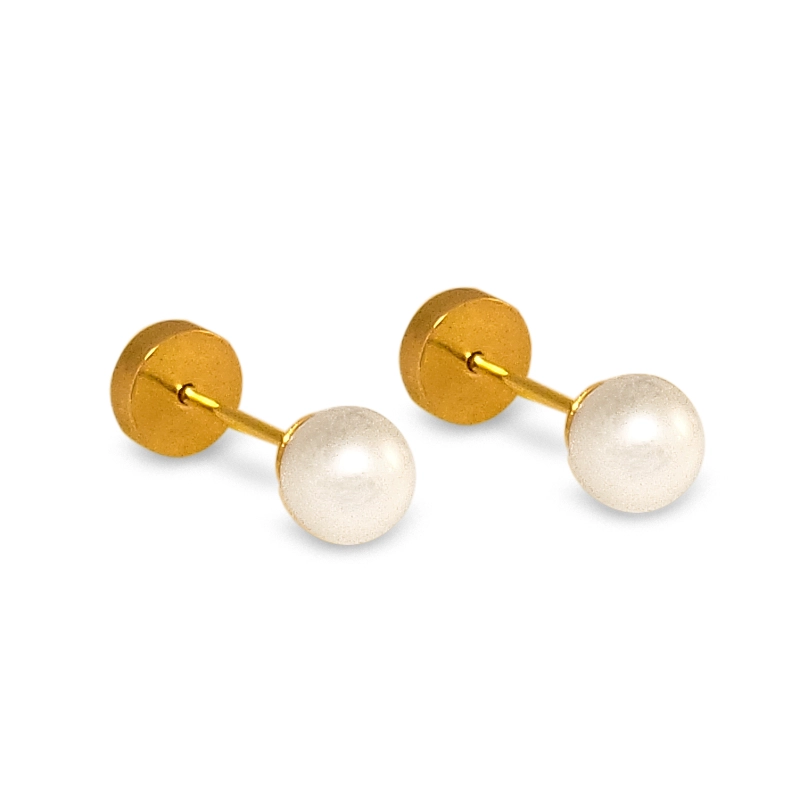 AROS ABRIDORES BEBE  PERLA CULTIVADA 4MM ORO 18K - 1