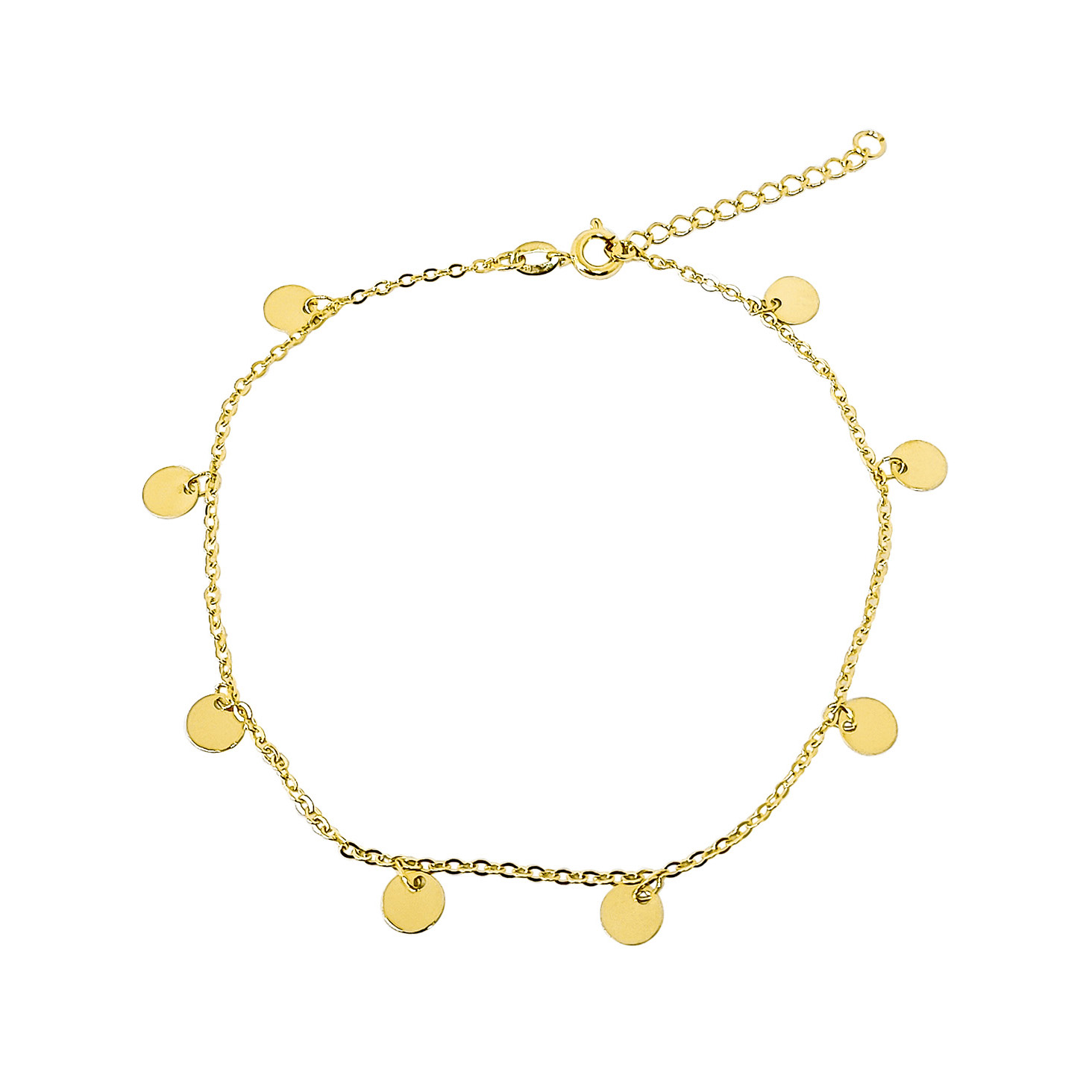 TOBILLERA ANDREA COGGIOLA JOYAS DISCOS COLGANTES ENCHAPADA ORO 18K - 1