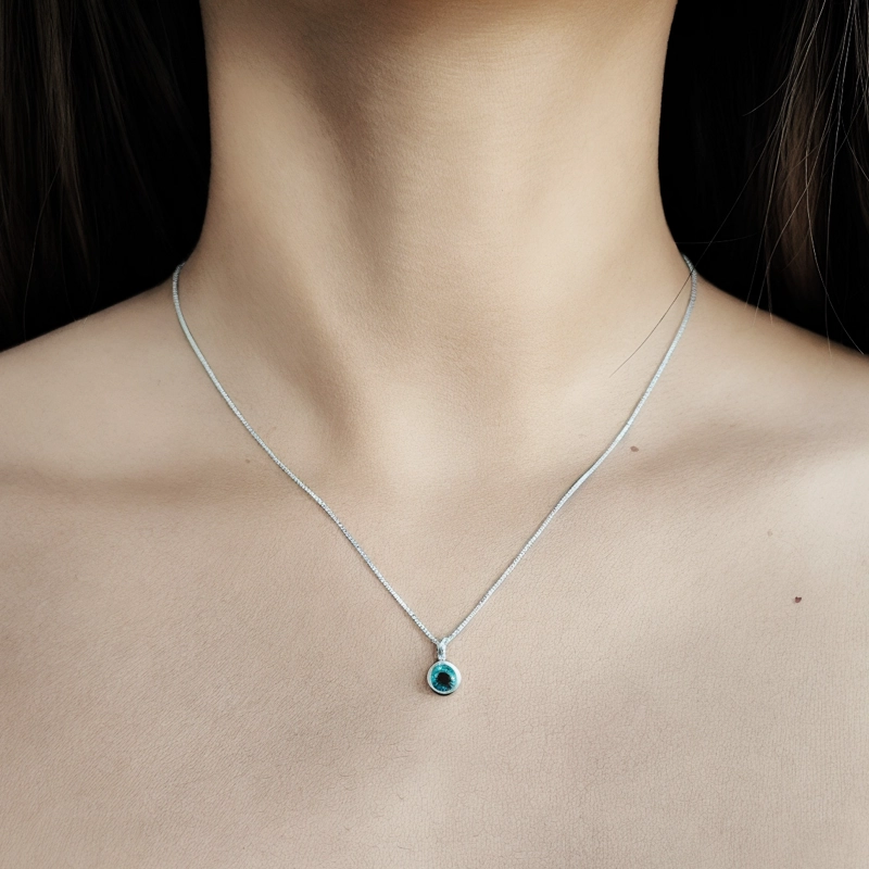 COLLAR ANDREA COGGIOLA JOYAS PLATA FINA 925 NAISHA TOPACIO CELESTE - 3