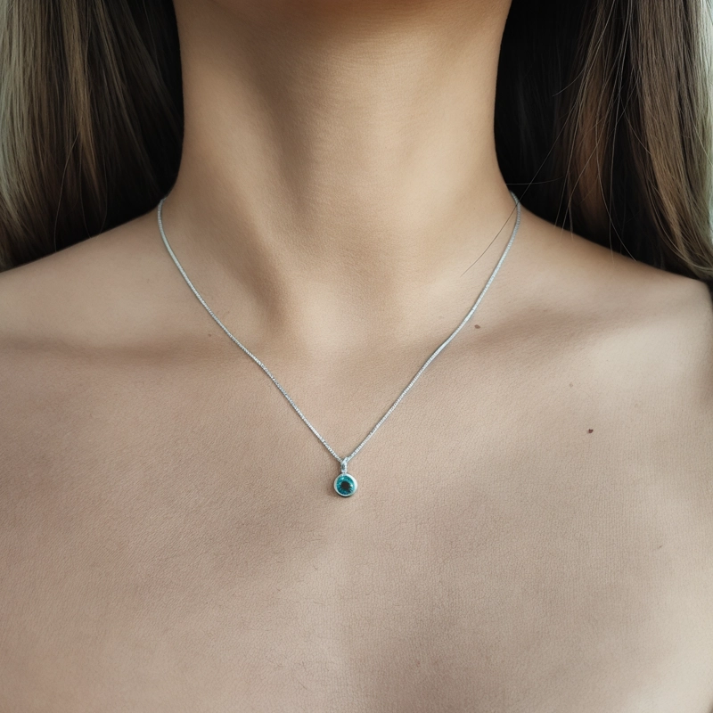 COLLAR ANDREA COGGIOLA JOYAS PLATA FINA 925 NAISHA TOPACIO CELESTE - 4
