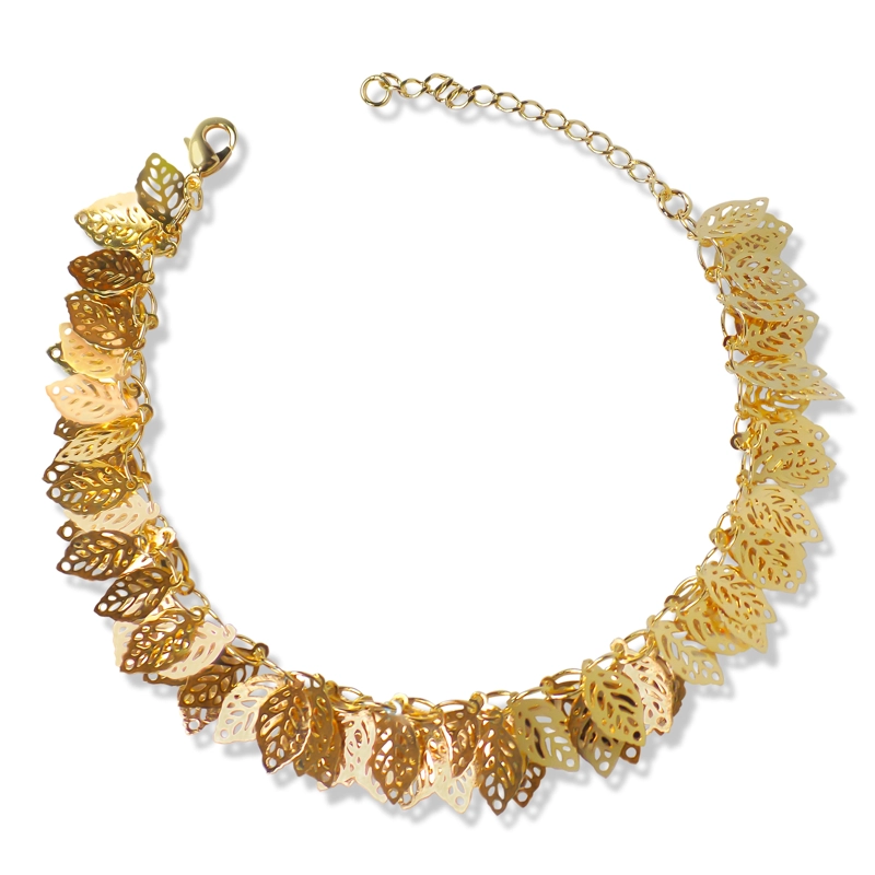 PULSERA ANDREA COGGIOLA JOYAS CHICHES HOJAS CALADAS ENCHAPADO ORO 18K - 1