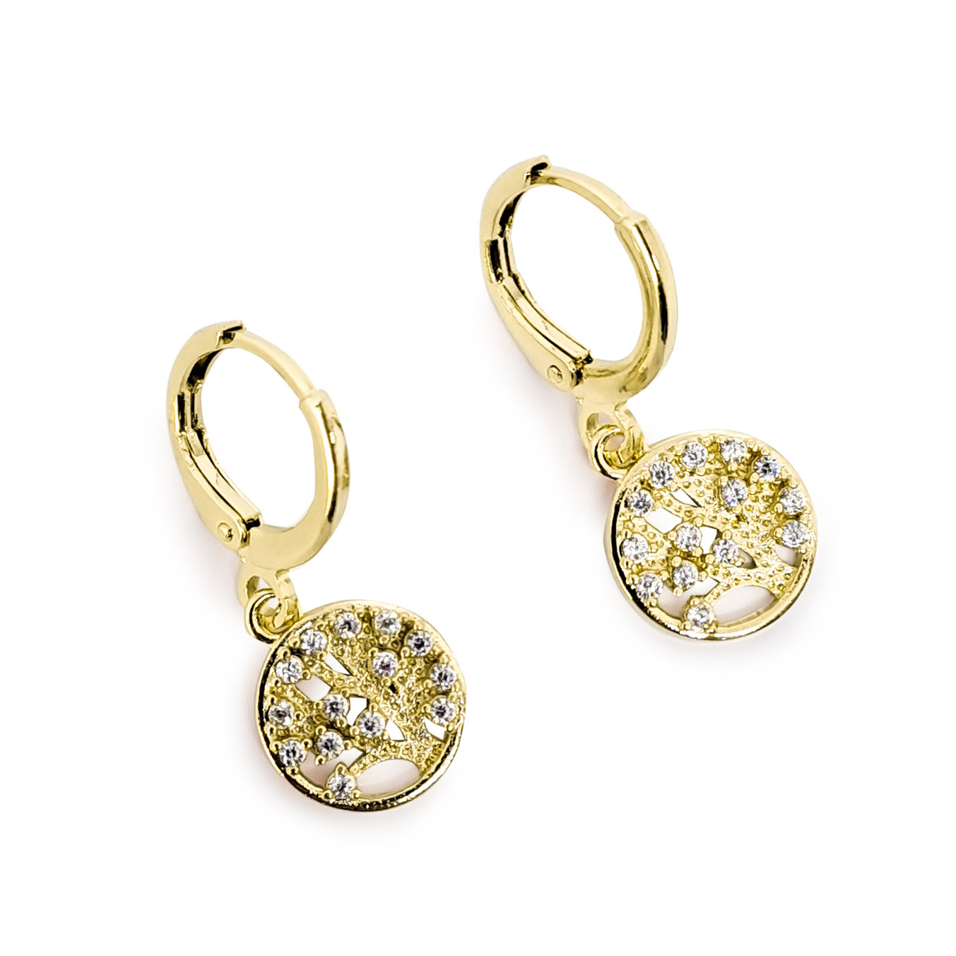 AROS ANDREA COGGIOLA JOYAS ARGOLLA ÁRBOL DE LA VIDA CIRCÓN BLANCO ENCHAPADO ORO 18K - 1