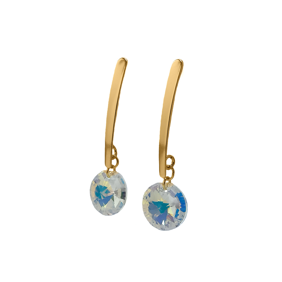 AROS ANDREA COGGIOLA JOYAS CRISTAL AUSTRIACO AURORA BOREALE ENCHAPADO ORO 18K - 2