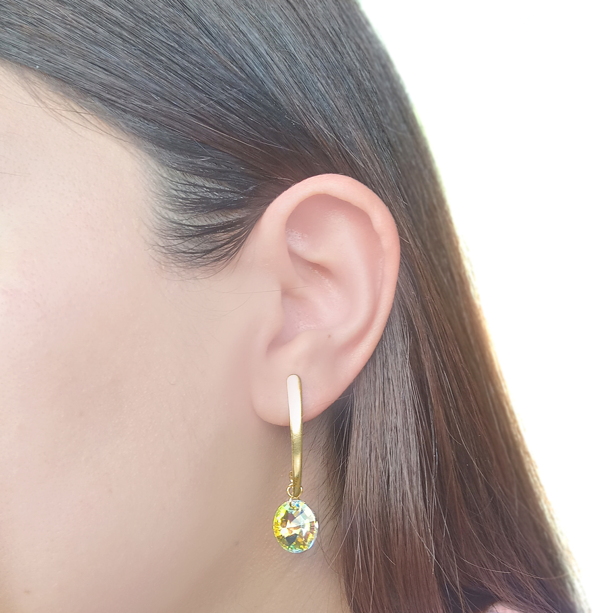 AROS ANDREA COGGIOLA JOYAS CRISTAL AUSTRIACO AURORA BOREALE ENCHAPADO ORO 18K - 3