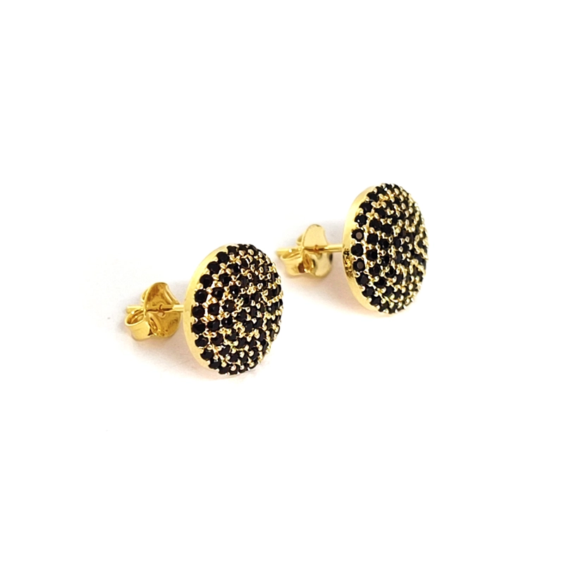 AROS ANDREA COGGIOLA JOYAS SALMA CIRCÓN NEGRO ENCHAPADO ORO 18K - 1