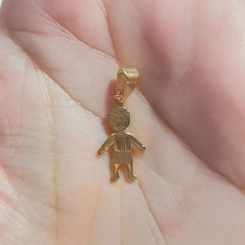 COLGANTE NIÑO SATINADO ENCHAPADO ORO 18K - 2