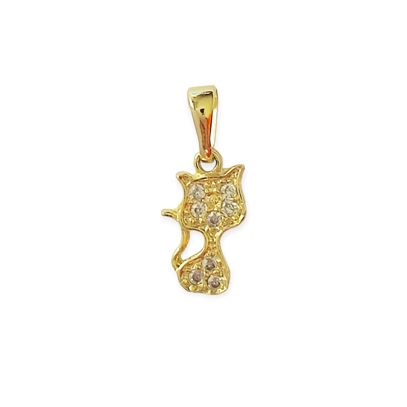 COLGANTE GATO CIRCÓN EN COLOR BLANCO MINI ENCHAPADO ORO 18K - 1