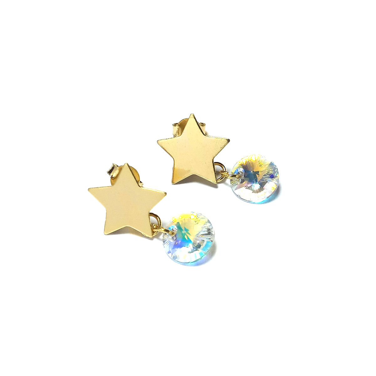 AROS ANDREA COGGIOLA JOYAS ESTRELLA CRISTAL AUSTRIACO AURORE BOREALE ENCHAPADO ORO 18K - 2