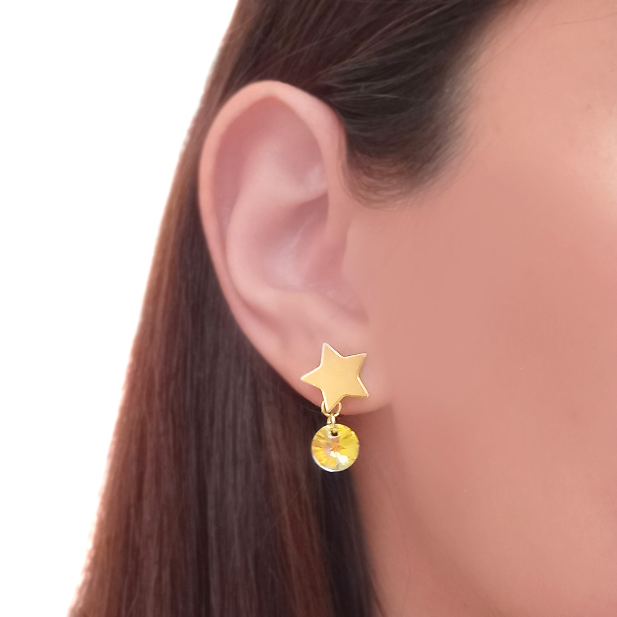 AROS ANDREA COGGIOLA JOYAS ESTRELLA CRISTAL AUSTRIACO AURORE BOREALE ENCHAPADO ORO 18K - 3