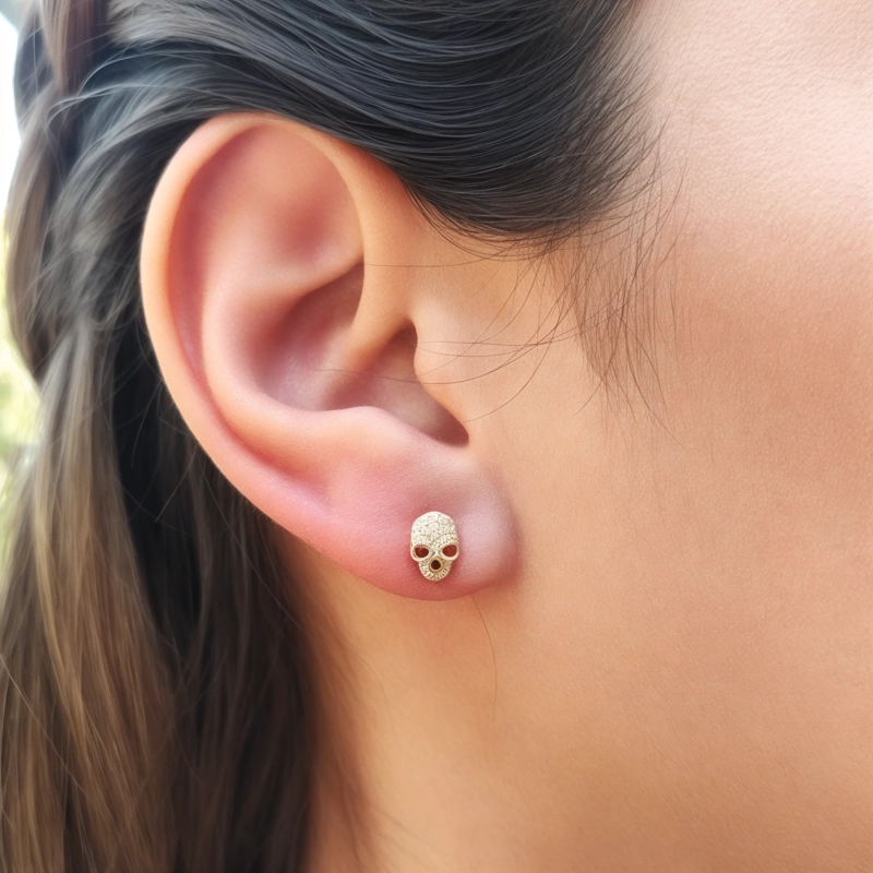 AROS ANDREA COGGIOLA JOYAS CRÁNEO CIRCÓN MINI ENCHAPADO ORO 18K - 3