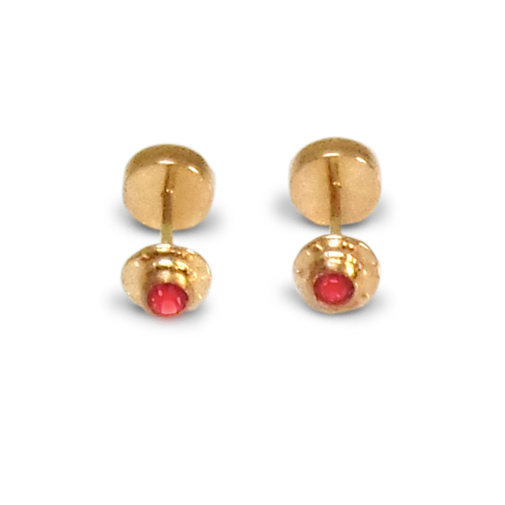 AROS ANDREA COGGIOLA JOYAS ABRIDORES BEBÉ CIRCÓN ROJO 4MM LAMINADO ORO 18K - 1