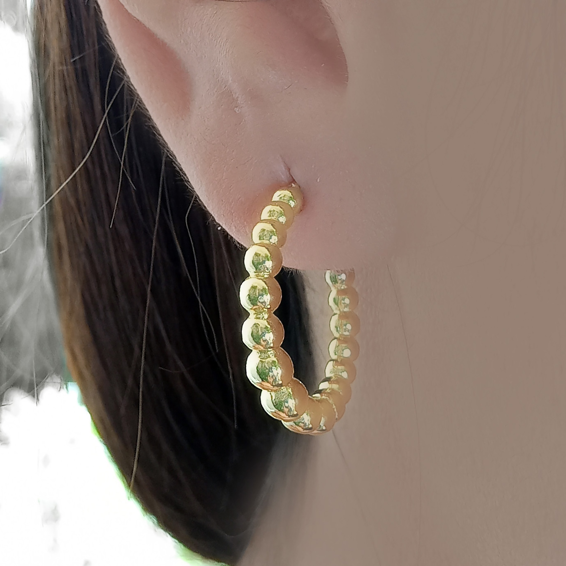 AROS ANDREA COGGIOLA JOYAS ARGOLLA BOLITAS 22MM ENCHAPADO ORO 18K - 2