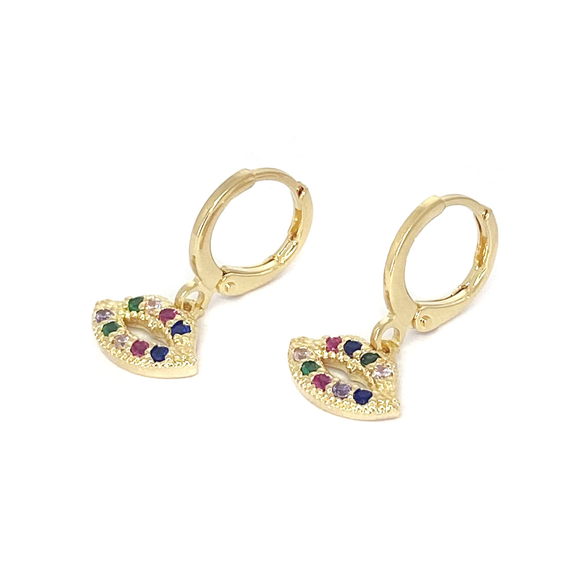 AROS ANDREA COGGIOLA JOYAS ARGOLLA BESO CIRCÓN COLORES ENCHAPADO ORO 18K - 1