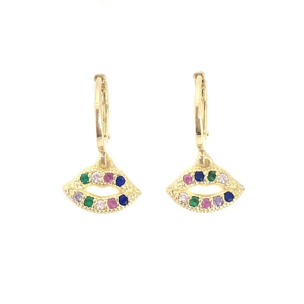 AROS ANDREA COGGIOLA JOYAS ARGOLLA BESO CIRCÓN COLORES ENCHAPADO ORO 18K - 2