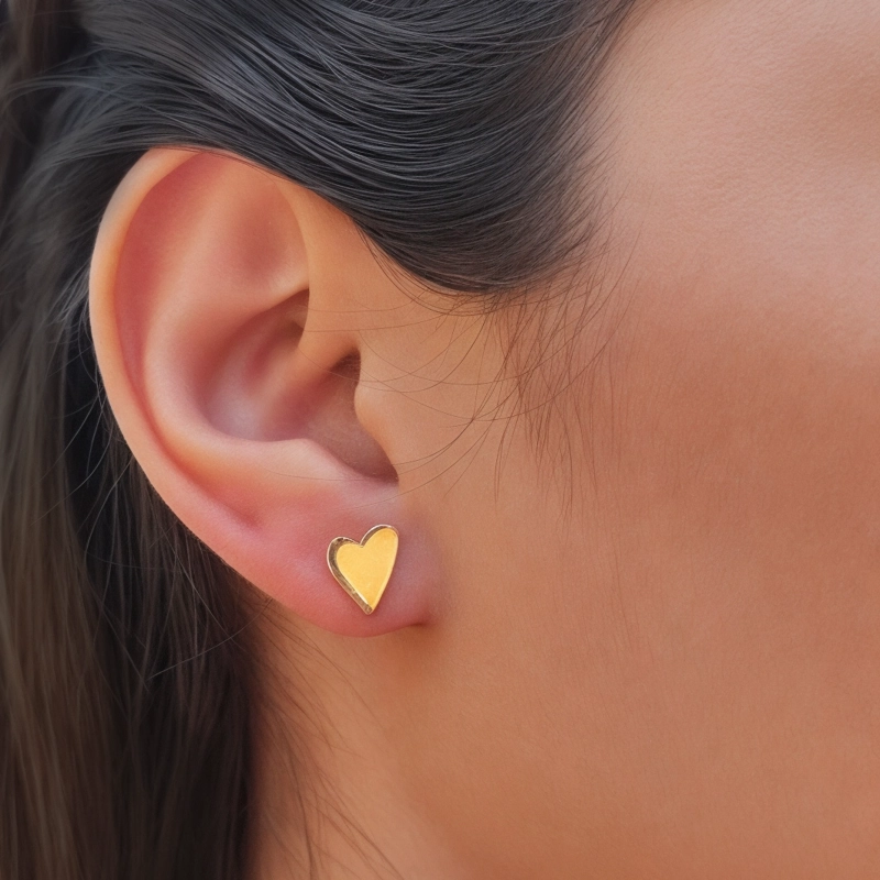 AROS ANDREA COGGIOLA JOYAS CORAZÓN TIERNO LISO ENCHAPADO ORO 18K - 3