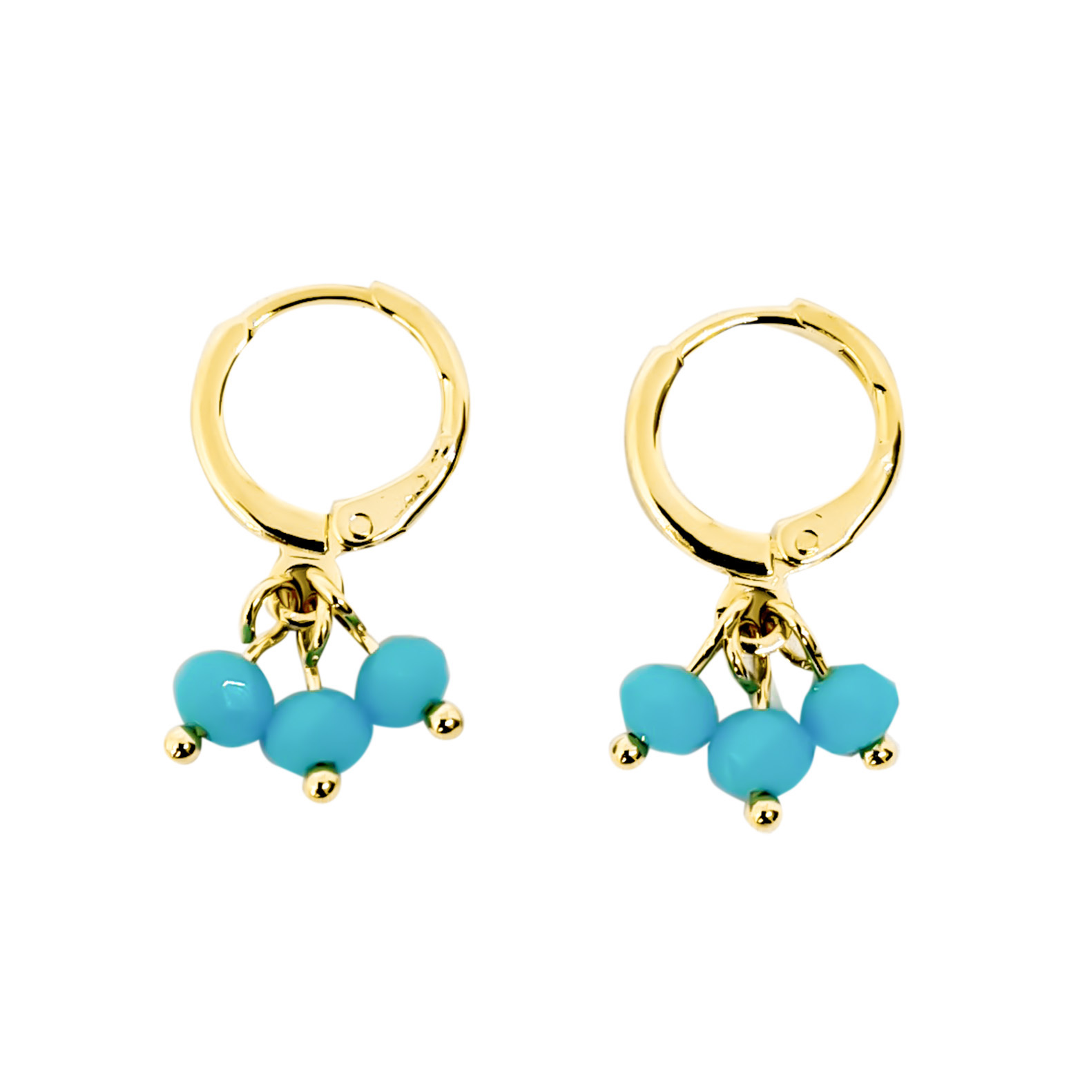 AROS ANDREA COGGIOLA JOYAS ARGOLLAS CRISTALE CELESTE COLGANDO ENCHAPADO ORO 18K - 1