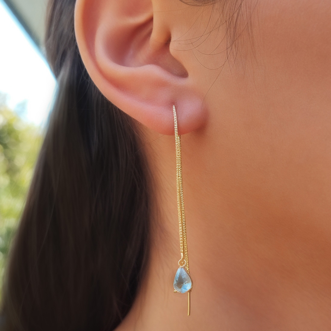 AROS ANDREA COGGIOLA JOYAS CADENA COLGANTE GOTA CELESTE ENCHAPADO ORO 18K - 2