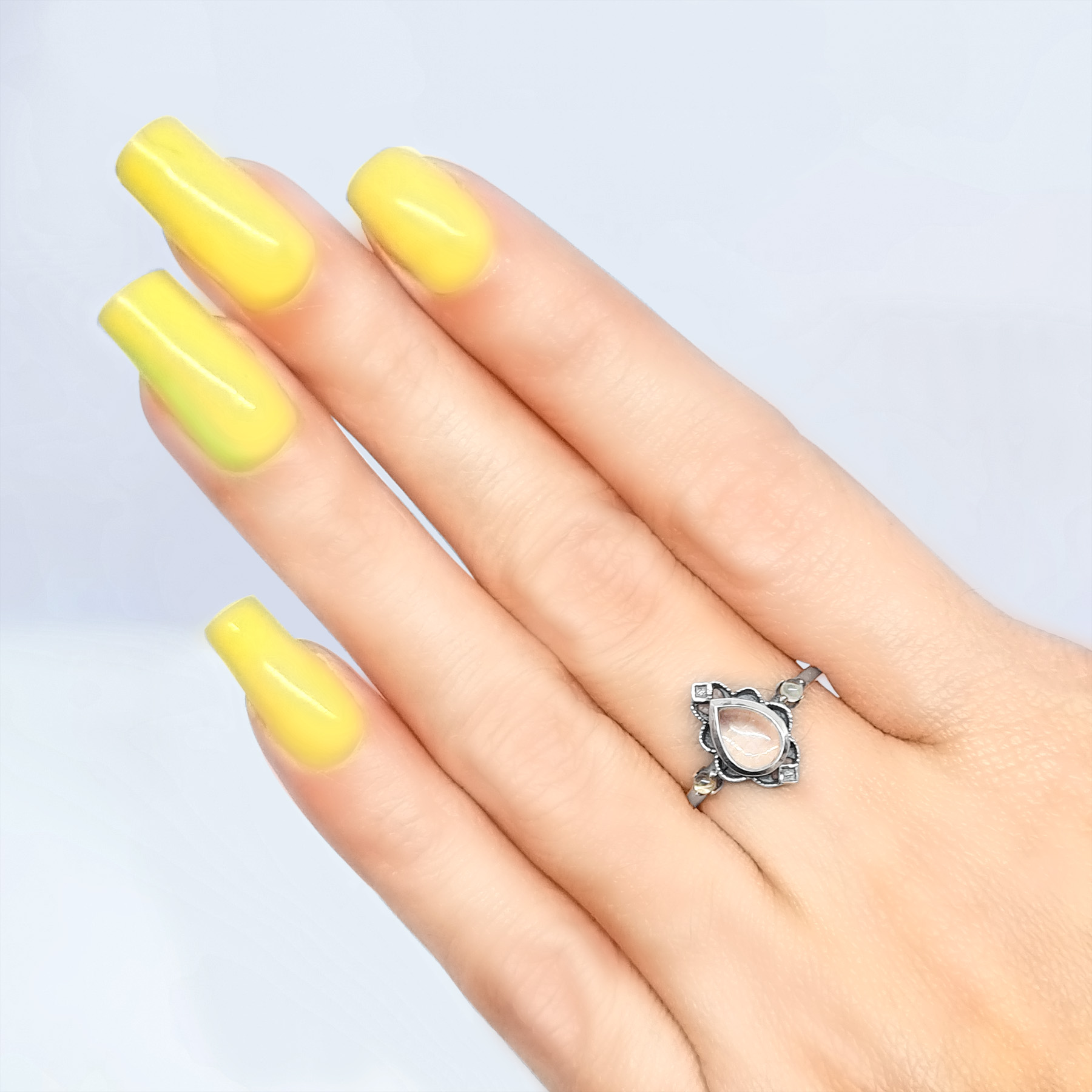 ANILLO ANDREA COGGIOLA JOYAS PLATA FINA 925 LOTO CUARZO ROSA #14 ENVEJECIDO - 3