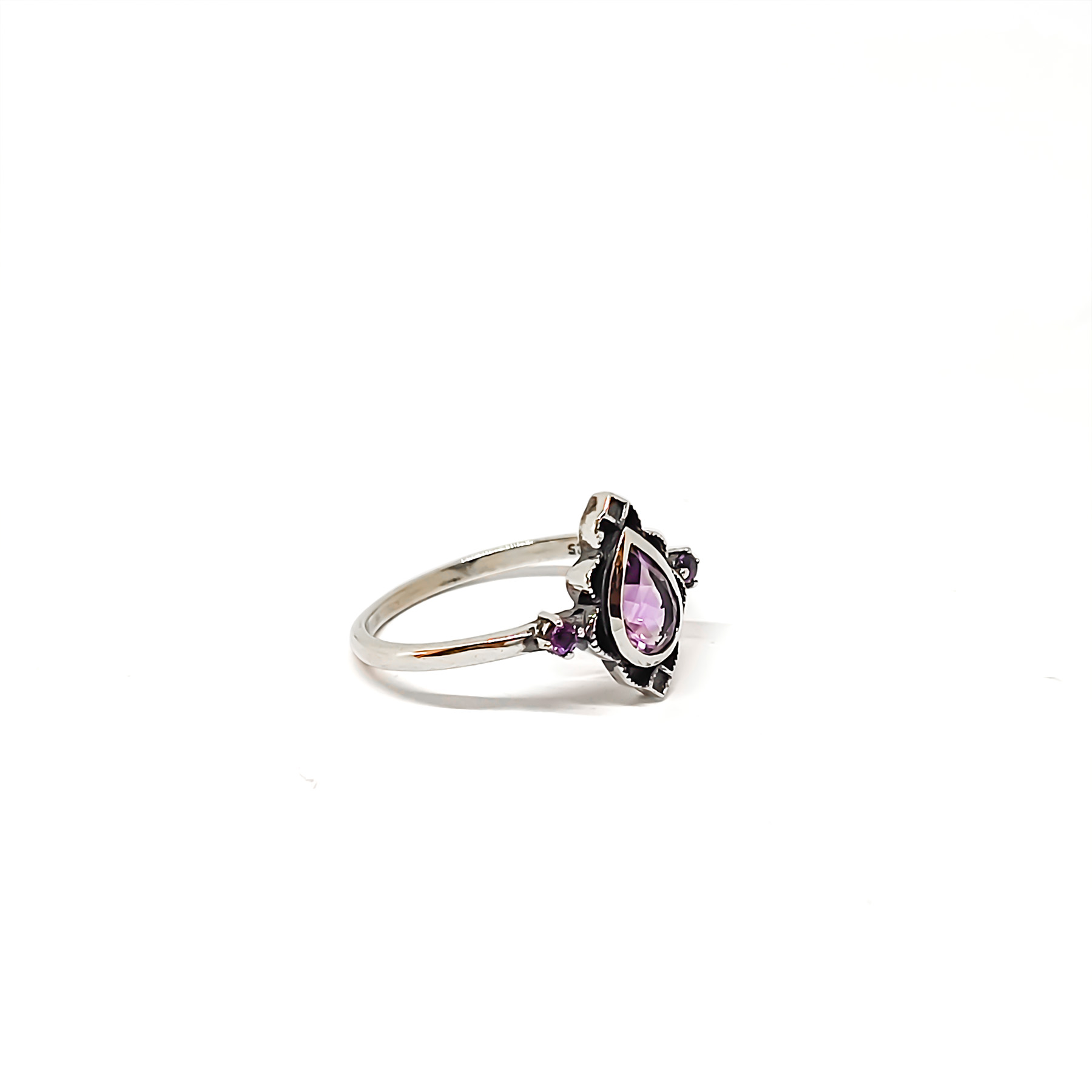 ANILLO ANDREA COGGIOLA JOYAS PLATA FINA 925 LOTO AMATISTA #20 ENVEJECIDO - 2