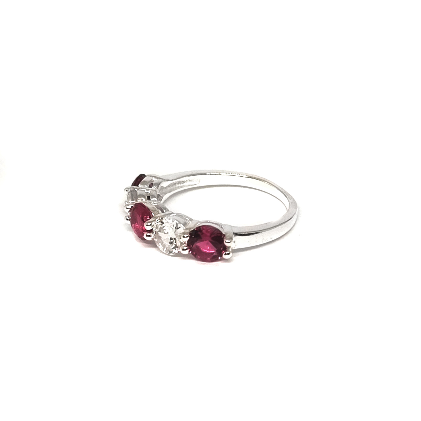 ANILLO ANDREA COGGIOLA JOYAS PLATA FINA 925 MEDIO CINTILLO CIRCÓN ROSADO OSCURO BLANCO #15 - 2