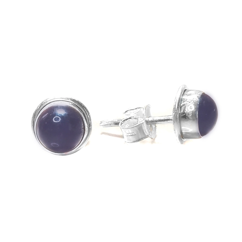 AROS ANDREA COGGIOLA JOYAS BOTÓN PIEDRA AMATISTA PLATA FINA 925 - 1