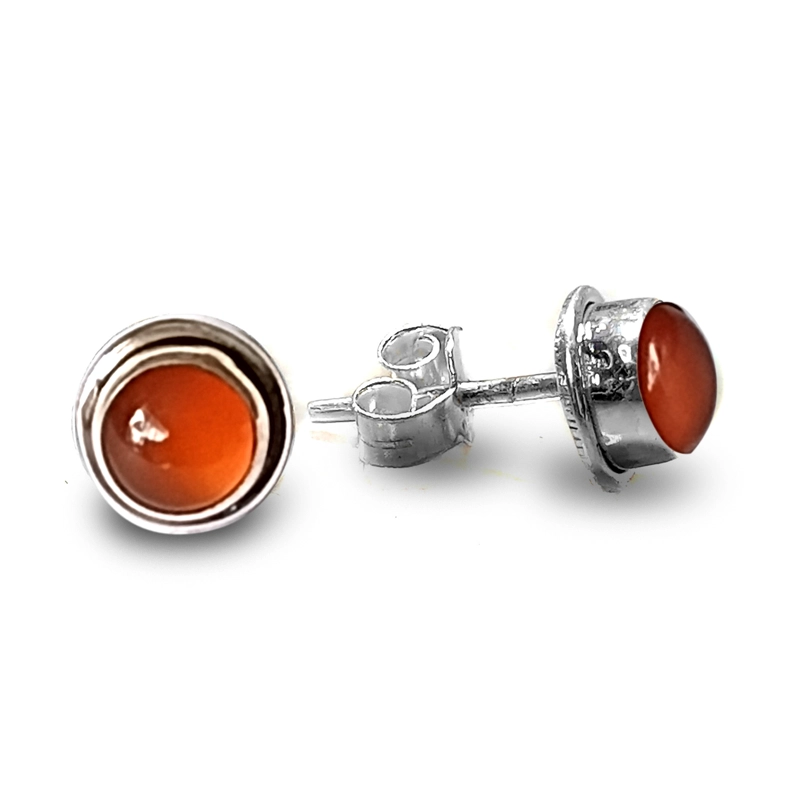 AROS ANDREA COGGIOLA JOYAS BOTÓN PIEDRA CORNALINA PLATA FINA 925 - 1