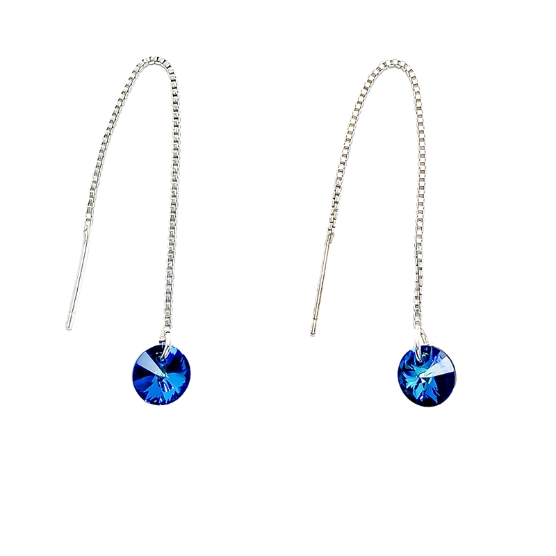 AROS ANDREA COGGIOLA JOYAS CRISTAL AUSTRIACO AZUL BERMUDA COLGANTE PLATA FINA 925 - 1