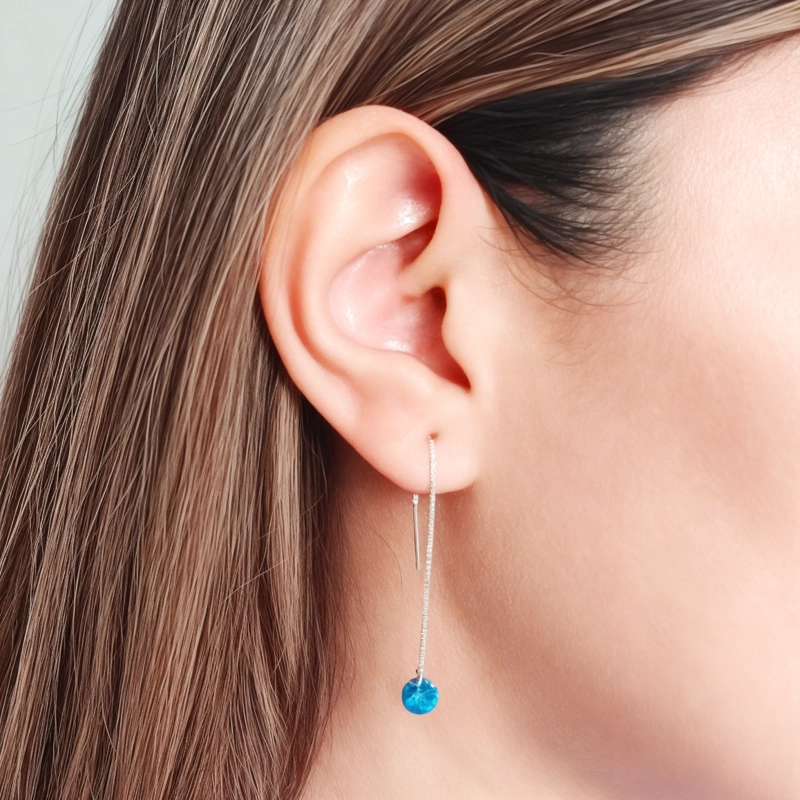 AROS ANDREA COGGIOLA JOYAS CRISTAL AUSTRIACO AZUL BERMUDA COLGANTE PLATA FINA 925 - 2