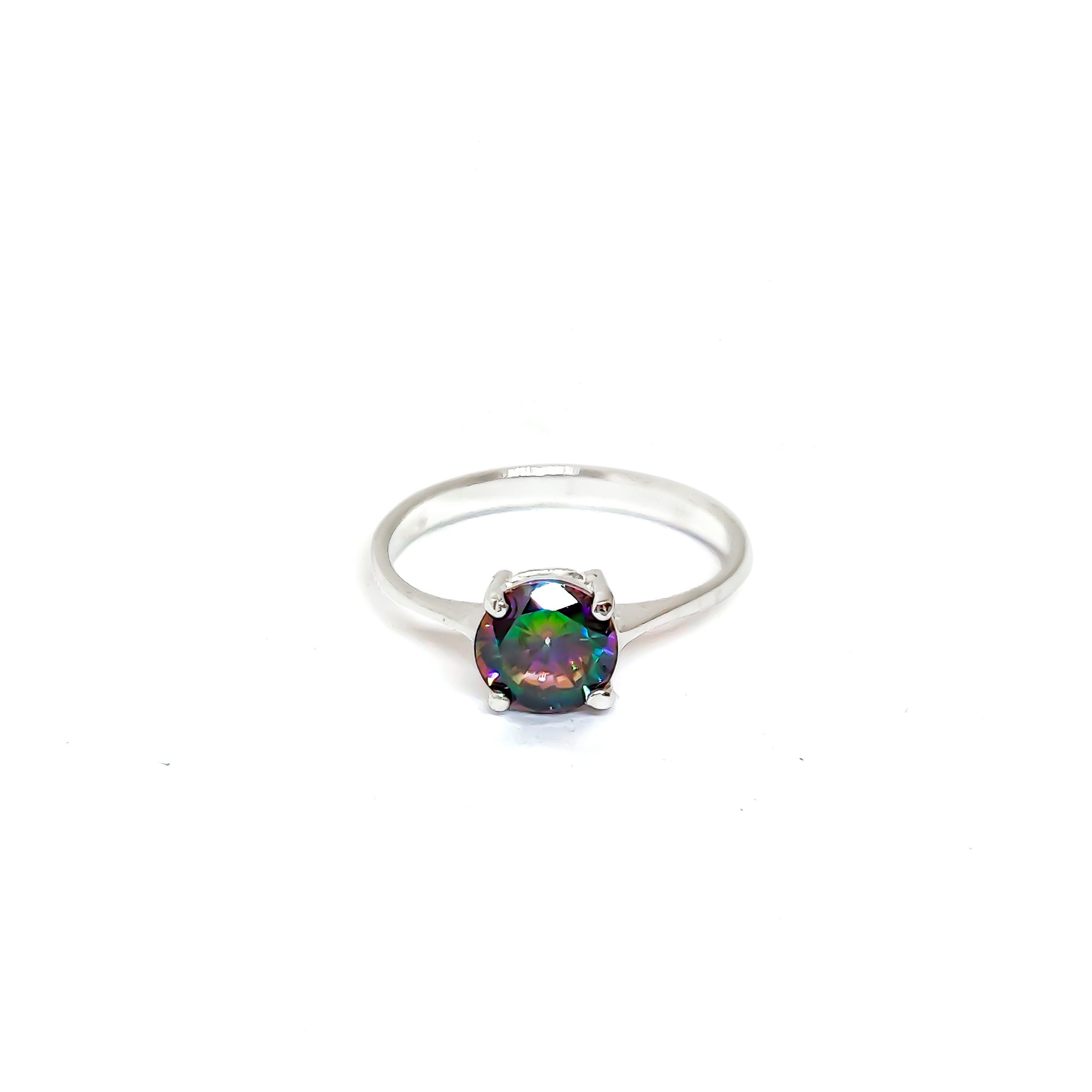 ANILLO ANDREA COGGIOLA JOYAS PLATA FINA 925 SOLITARIO 4 GRIFAS TOPACIO MÍSTICO #14 - 1