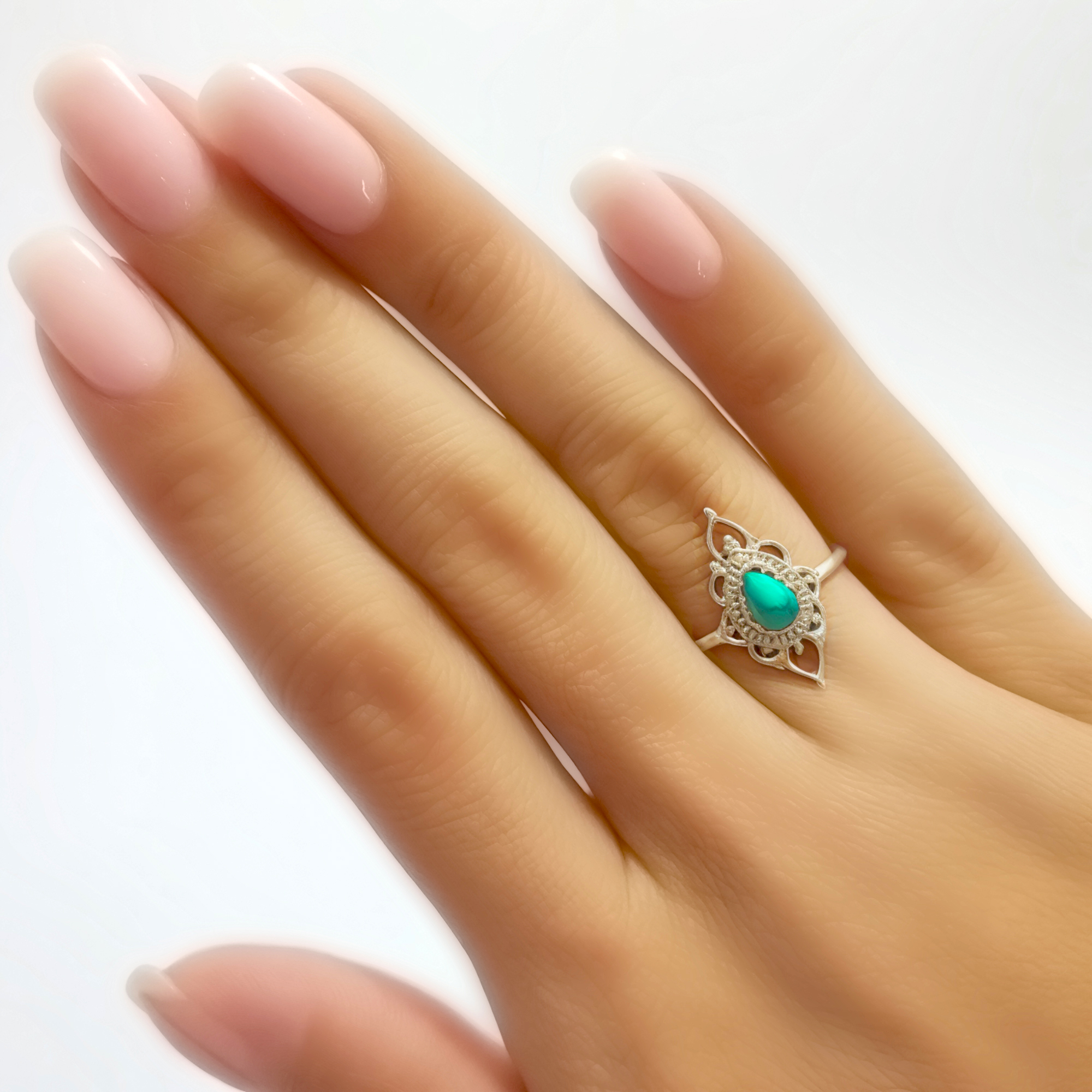 ANILLOS ANDREA COGGIOLA JOYAS PLATA FINA 925 ISHANI PIEDRA TURQUESA #16 - 3
